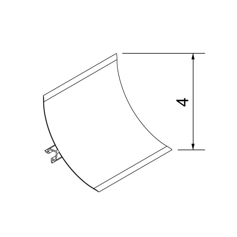 CoRound CoR 4 sanitary cove profile technical drawing showing 4-inch radius dimensions